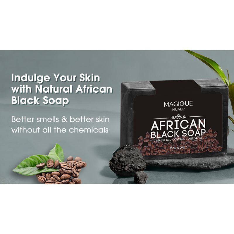 Organic African Black Soap For Deep Body and Facial Cleansing Acne Wash